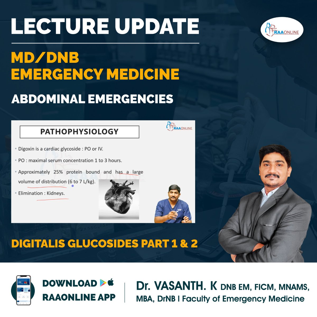 Raaonline's tweet image. Lecture Update in Emergency Medicine - Digitalis Glucosides Part 1 &amp;amp; 2 by Dr. Vasanth. K on the RAAONLINE App.
Android: play.google.com/store/apps/det… 
IOS: apps.apple.com/in/app/raaonli…
Contact: +91-9994994266
#raaonline #freelecture #generalmedicine #emergencymedicine #medicine