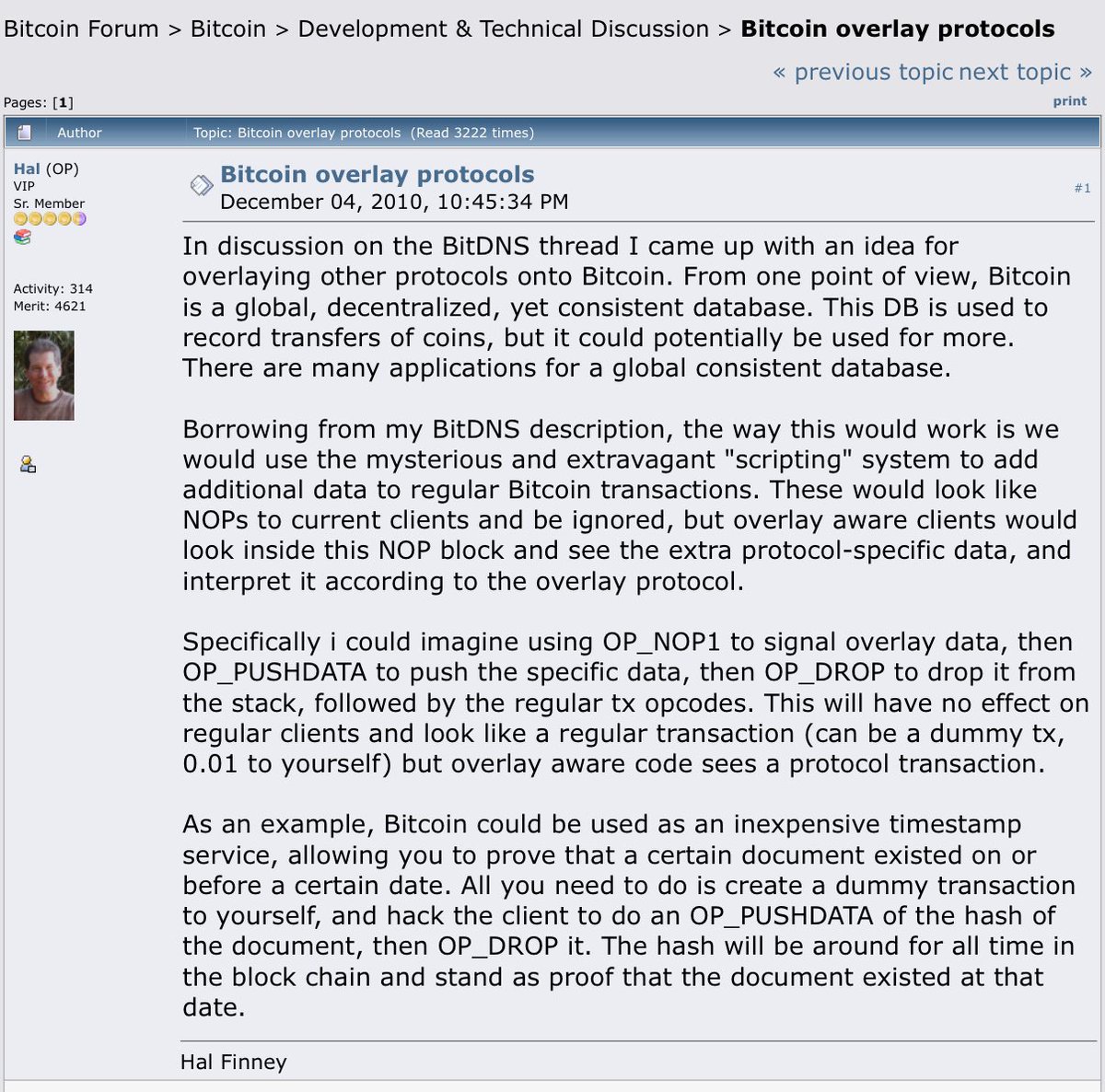 <a href="/MrHodl/">MrHodl🟠🤌👍⚡️</a> Very nice receipt sir. It's even more eloquent than this, that image cut the part where he says: "This DB is used to record transfers of coins, but it could potentially be used for more."

bitcointalk.org/index.php?topi…