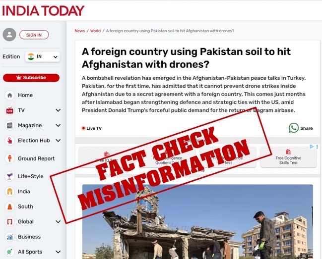 FactCheckerMoIB's tweet image. 🔎 Fact Check| Ministry of Information &amp;amp; Broadcasting
🟠 Claim 
India Today published an article on 28 Oct 2025 titled “A foreign country using Pakistan soil to hit Afghanistan with drones?”. In the article, it is claimed that during the Istanbul peace talks, Pakistan admitted…