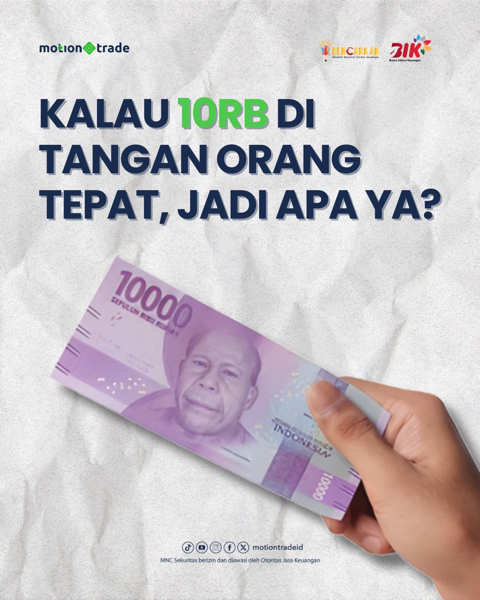 motiontradeid's tweet photo. EMANG DAPAT APA?!🤨

10rb cuma cukup buat gorengan? 🍢
Eits, di tangan yang tepat, bisa jadi langkah awal investasi, lho!💸

Mulai kecil nggak apa-apa, yang penting mulai dulu.😉 https://t.co/45DO76cauk
