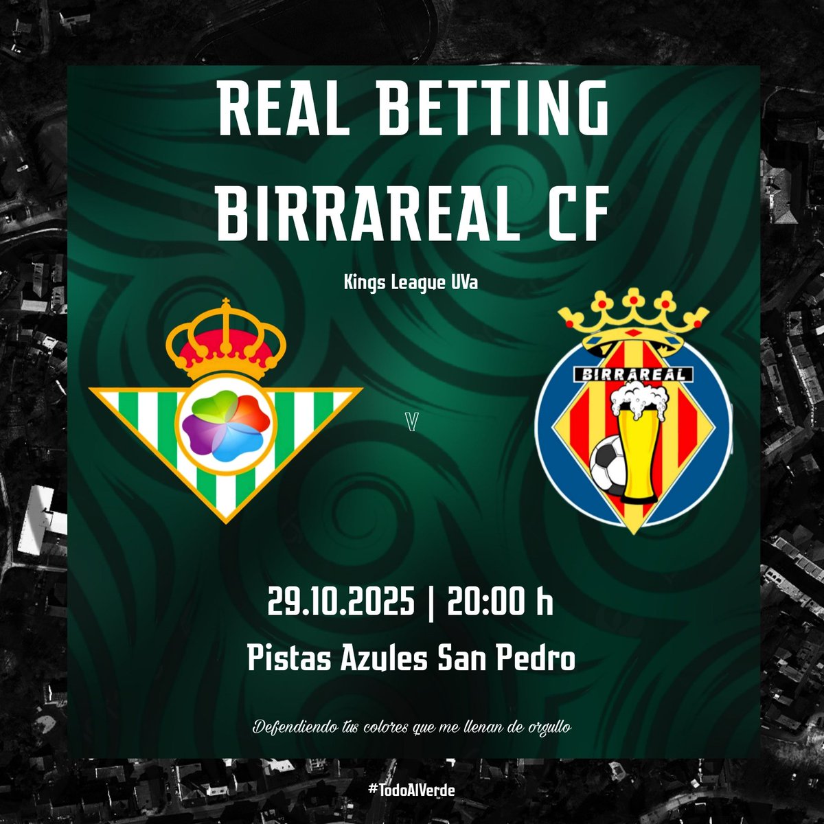 ¡Hoy jugamos! 
💚🤍 Real Betting 🆚 Birrareal 🟡⚫
📍Pistas San Pedro | 20:00 h