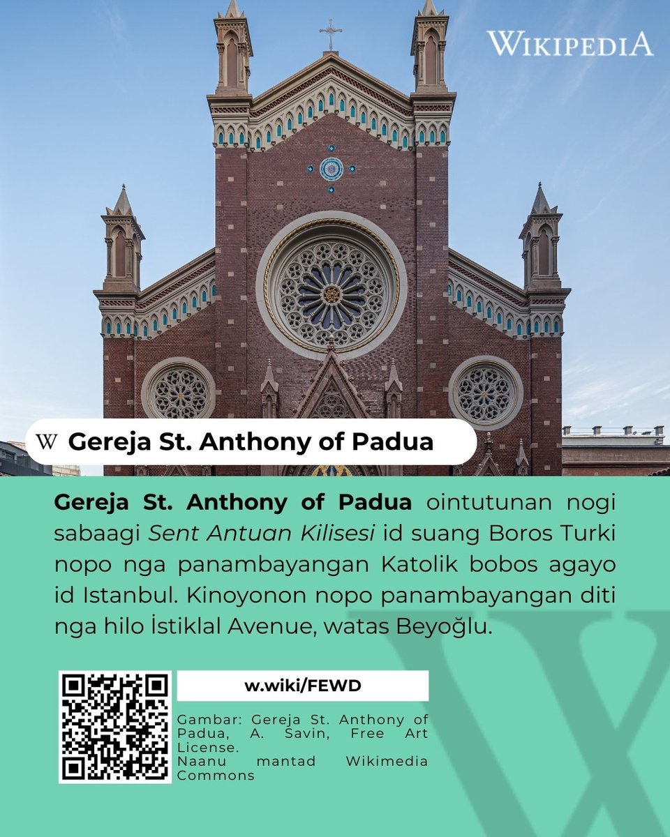 Gereja St. Anthony of Padua nopo nga panambayangan Katolik bobos agayo id Istanbul.

Basao' potilombus kokomoi Gereja St. Anthony of Padua id
w.wiki/FEWD

#GerejaSt.AnthonyofPadua
#wikipediaboroskadazandusun