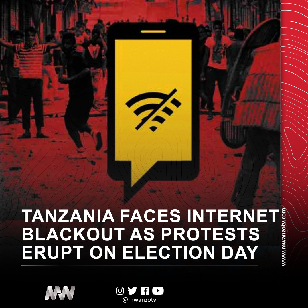 MwanzoTv's tweet photo. TANZANIA FACES INTERNET BLACKOUT AS PROTESTS ERUPT ON ELECTION DAY
Tanzania is experiencing a nationwide internet disruption on election day, with many users reporting they are unable to access major social media platforms or send messages.

According to global internet observatory NetBlocks, live network data confirmed a nationwide disruption to internet connectivity, matching widespread reports of a digital blackout across the country.

The blackout comes as protests continue to break out in different parts of Tanzania, with angry youth taking to the streets to express frustration over what they call an unfair and one-sided vote. 

In Dar es Salaam and other cities, police have fired teargas to disperse crowds, while tanks and armoured vehicles have been deployed to prevent unrest.

The elections are being held under heavy security, with President Samia Suluhu Hassan seeking another term in a race where key opposition leaders have been barred or jailed.