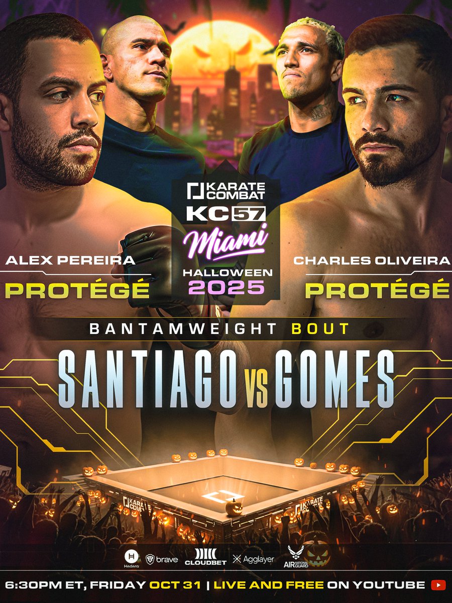 🚨 Protégé Showdown: Pereira vs Oliveira Clash! 🚨

Two rising stars carry the fire of their mentors - will Hector Santiago follow in the footsteps of Alex Pereira, or will Apollo Gomes carry the torch for Charles Oliveira?

KC57 | FRI OCT 31 | 6:30PM ET | LIVE AND FREE