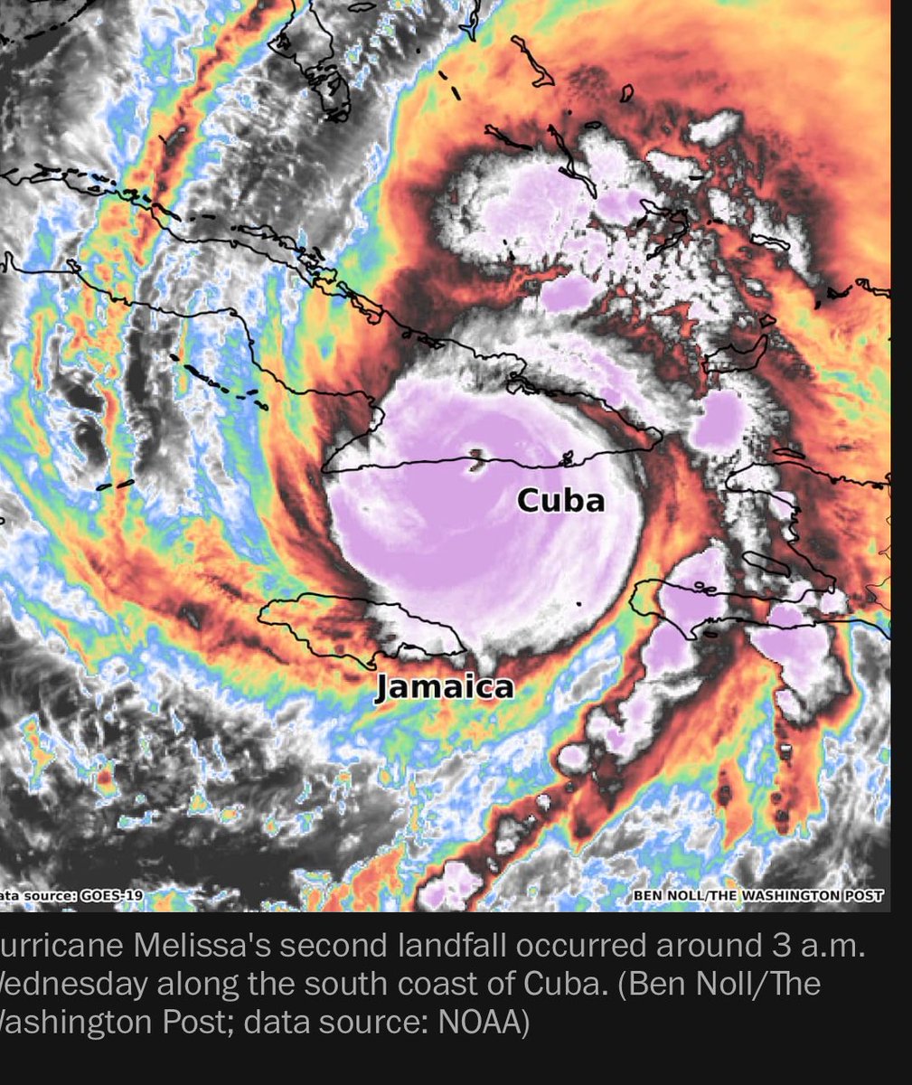 #Cuba Hurricane Melissa made landfall near Chivirico, Cuba, early Wednesday as a Category 3 storm — 14 hours after striking western Jamaica. We stand in solidarity with the Cuban people facing not only the storm, but a system that tramples their rights and leaves them