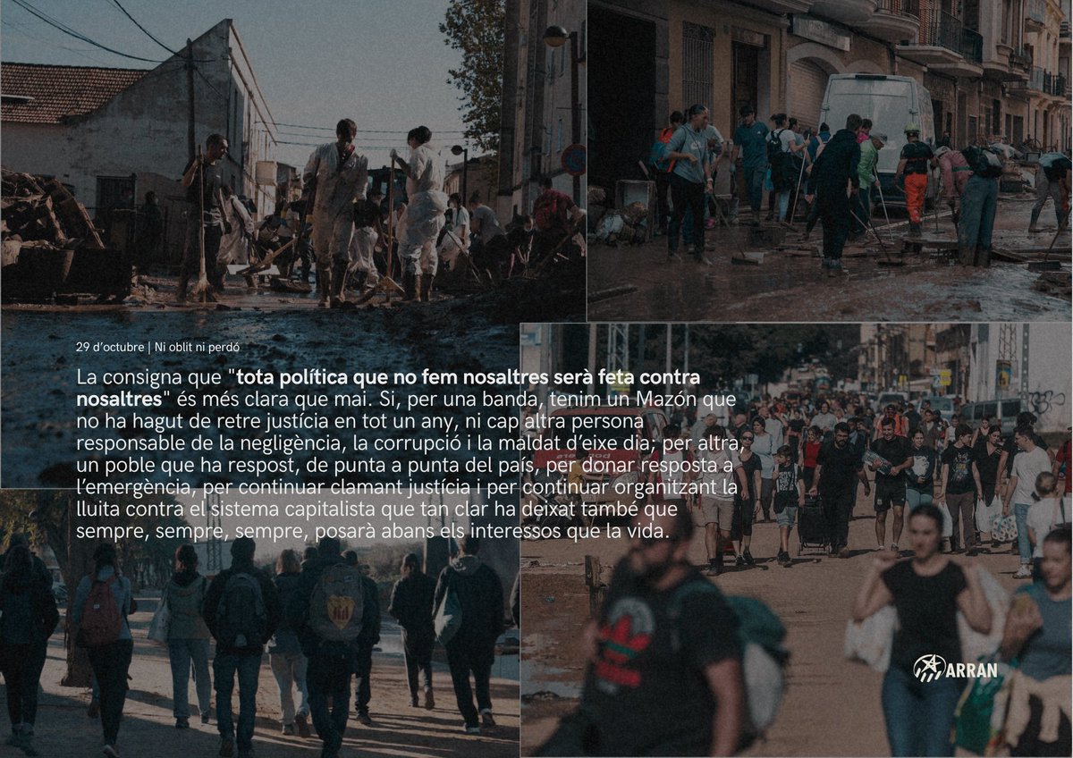 Arran_jovent's tweet image. Us prometem que tota eixa ràbia us la passarem per sobre fins que una altra manera de viure siga possible! Tenir memòria és un deure del nostre poble. Tenir ràbia és un dret de la nostra classe. Lluitar per un present i un futur lliure, digne i millor, la tasca del jovent. ✊🚩