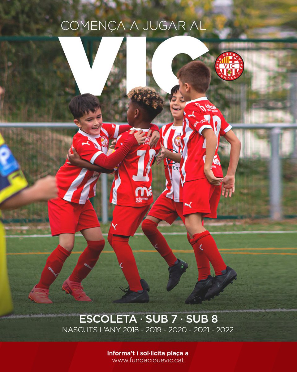 🔴 Inicia't al 𝗩𝗶𝗰 ⚪️

👥 Jugadors nascuts l'any 2018, 2019, 2020, 2021 i 2022.
ℹ️ Informa't a 𝙞𝙣𝙛𝙤@𝙛𝙪𝙣𝙙𝙖𝙘𝙞𝙤𝙪𝙚𝙫𝙞𝙘.𝙘𝙖𝙩

✍️ Formulari de sol·licitud de plaça a fundaciouevic.cat 📲

#SomUEVic 🔴⚪️