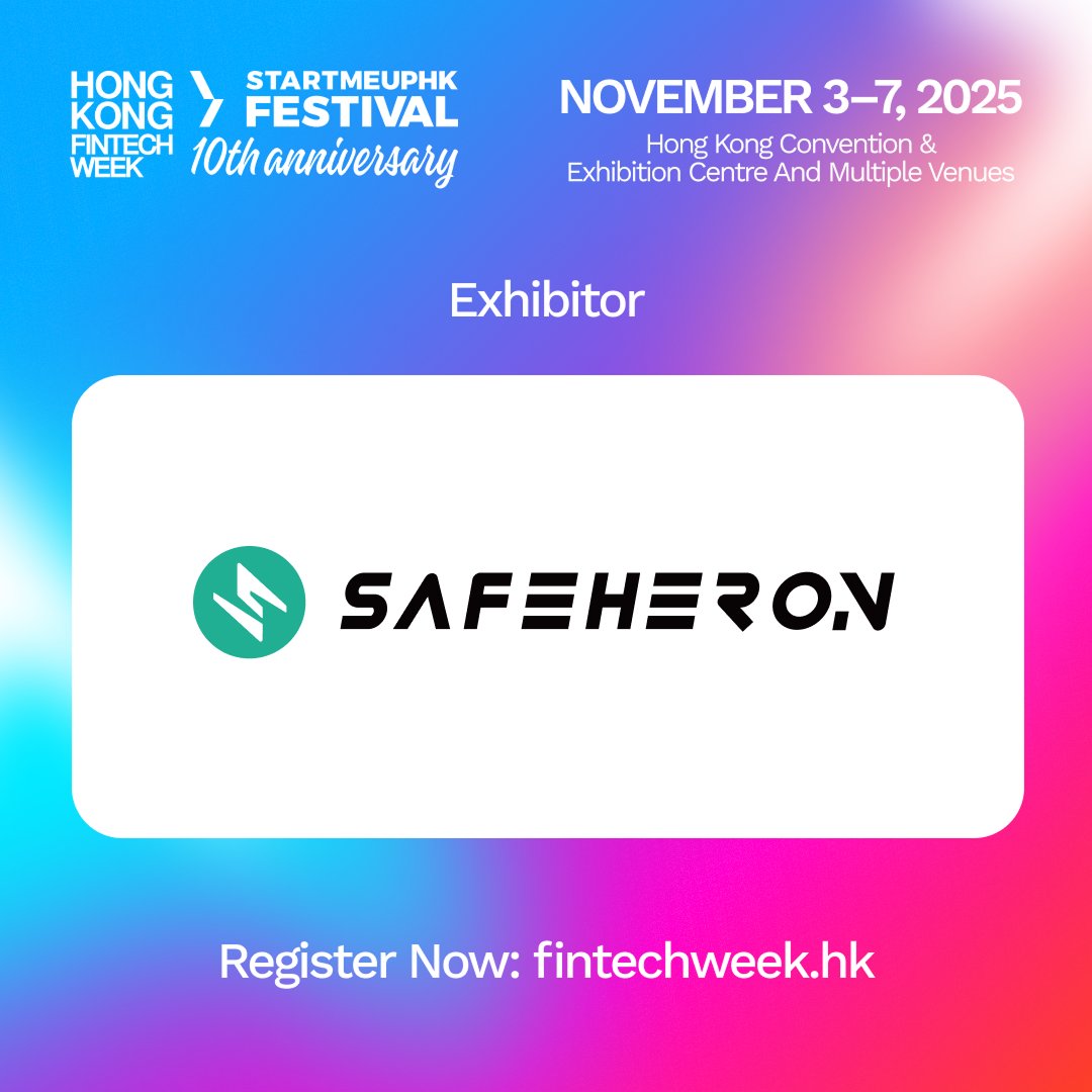📣 Safeheron is delighted to exhibit at #HKFTWxSMUF! 

Join us 3-4 Nov at the Main Conference at HKCEC for Asia's premier finance &amp; tech event.

Get your pass today: fnvr.se/HKFTW_Exhibit
#HKFTW25 #SMUFest2025 #hktm