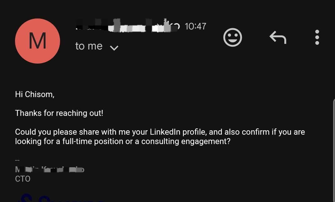 Chisomrr's tweet image. Jesus, Jesus 😭😭

After so many trial and errors I got a freaking response to my cold email ON THE SAME DAY. All thanks to @omoalhajaabiola&apos;s cold email course

This guy is the real deal...pls pay for that course...it&apos;s very much worth it I promise you 😭😭