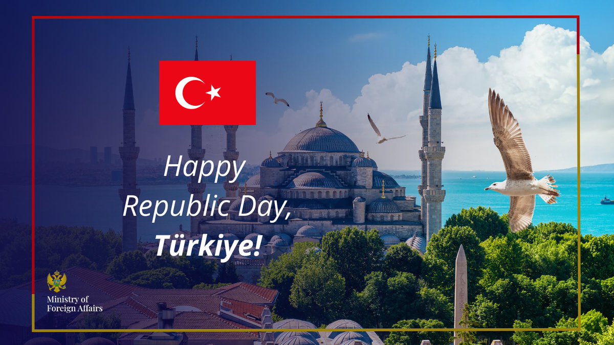 MFA_MNE's tweet image. On the occasion of the #RepublicDay of the Republic of #Türkiye, Montenegro extends its warmest wishes for continued success and prosperity.

🇲🇪🤝🇹🇷

@MFATurkiye