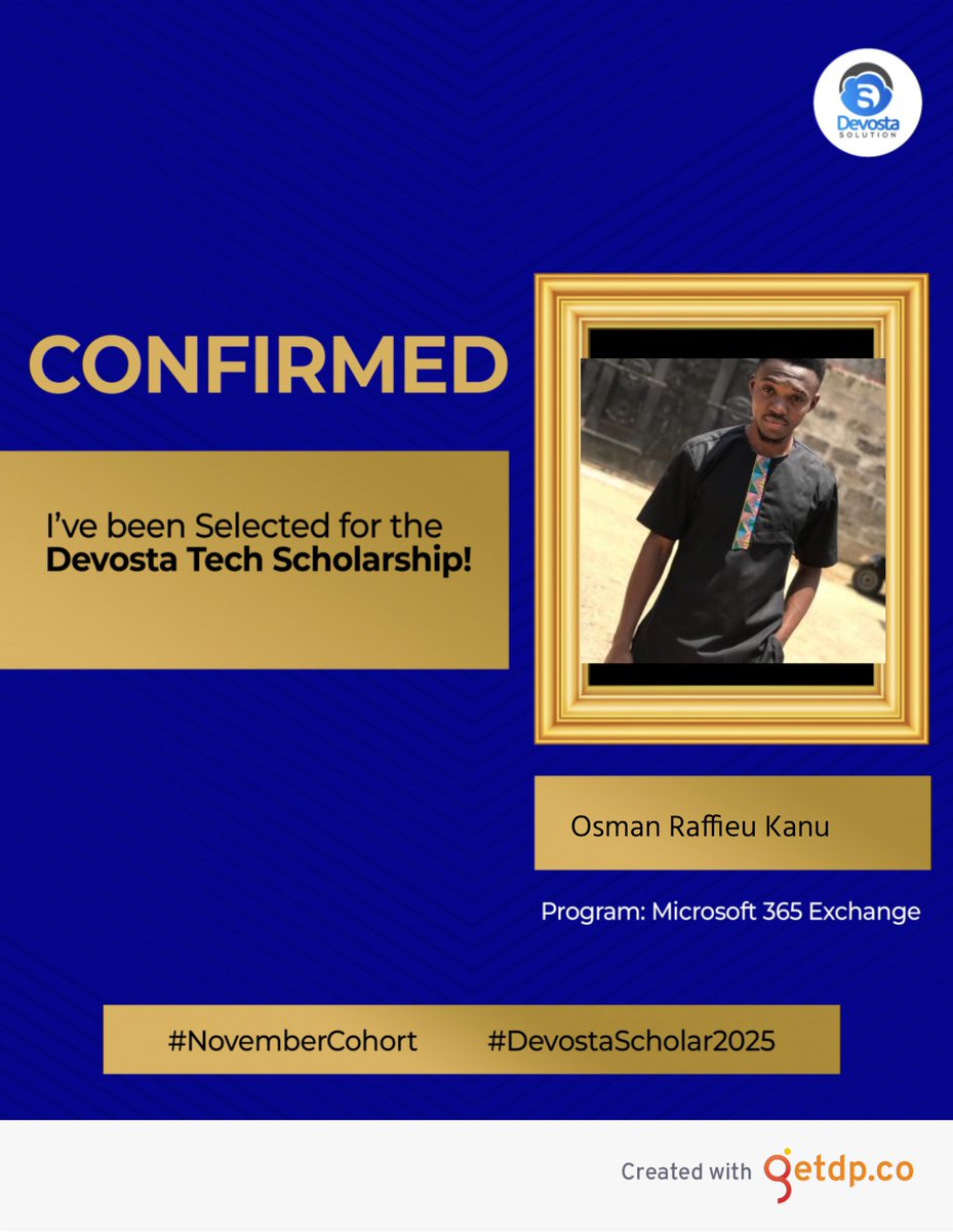 Kan_Analytics's tweet photo. Just got confirmed by @devostasolution scholarship program for Microsoft 365 Exchange 💻 https://t.co/HmPgD01Lf8