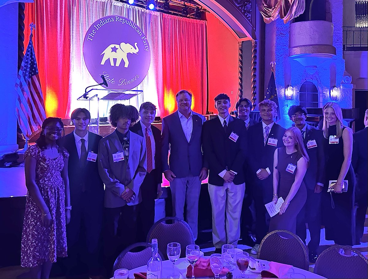 Monday’s <a href="/indgop/">Indiana Republican Party</a> Dinner was great — and seeing students from <a href="/TPUSA/">Turning Point USA</a> attend was even better! I love seeing young people getting involved in the process and standing up for their values. 🇺🇸