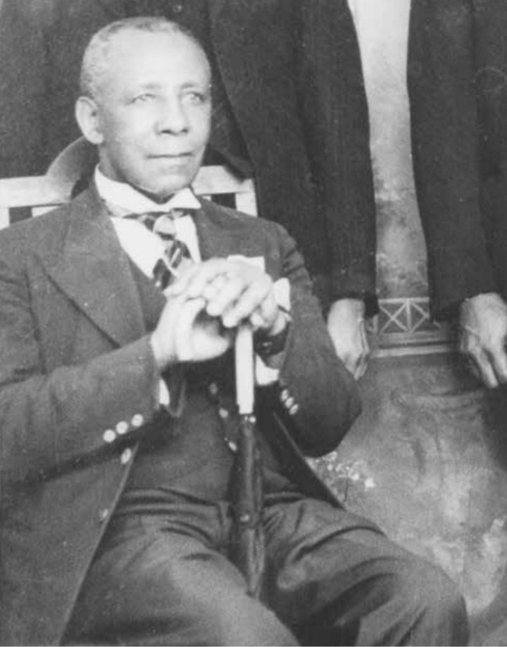 Businessman and political activist Thomas Mtobi Mapikela (1869-1945), c early 1940s. Mapikela was engaged in making furniture of many descriptions for schools around Bloemfontein. In a speech on 25 November 1940, Mapikela said: "I am the man who made all the furniture for Grey