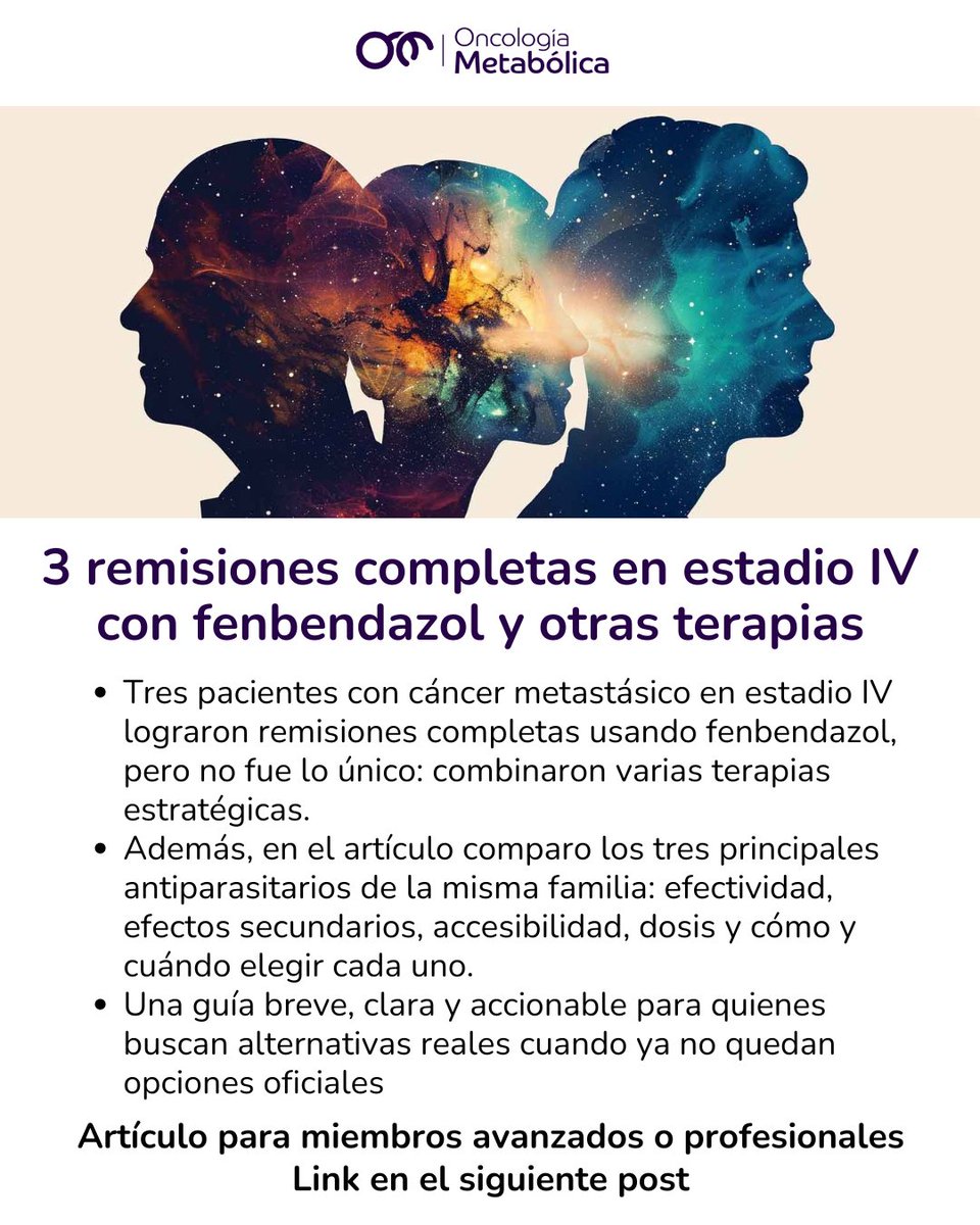 Nuevo artículo para miembros avanzados y profesionales. Link en el siguiente post

Durante años, aconsejé a pacientes de cáncer que tomaran antiparasitarios como Ivermectina o Fenbendazol.

Incluso propuse una combinación más accesible para sustituir a ambos si no podemos acceder