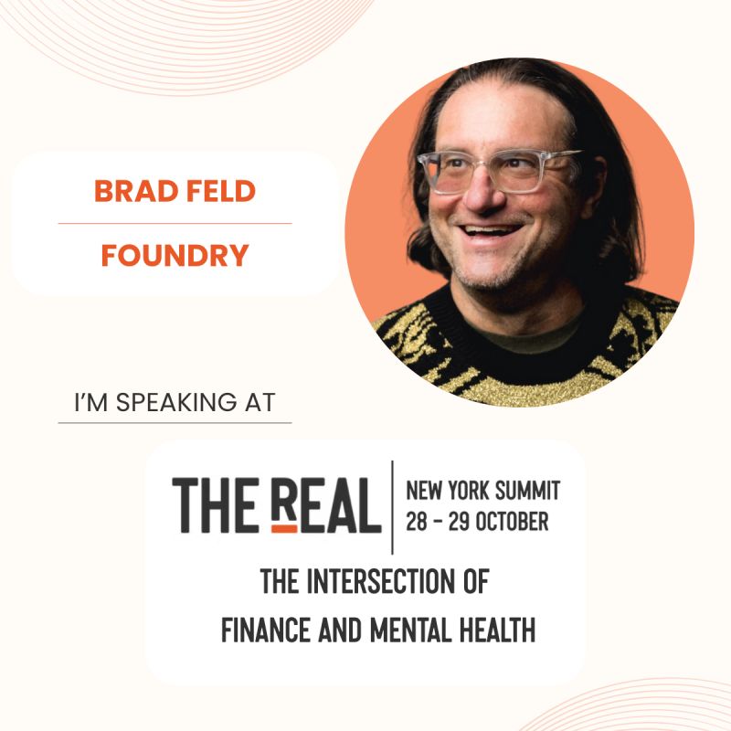 Excited to moderate this talk with the OG <a href="/bfeld/">Brad Feld</a> this morning at THE REAL Mental Health Foundation summit with Shawn Lesser.

We'll talk about how investors can support founder mental wellness and how we can all destigmatize the conversation as founders and investors.