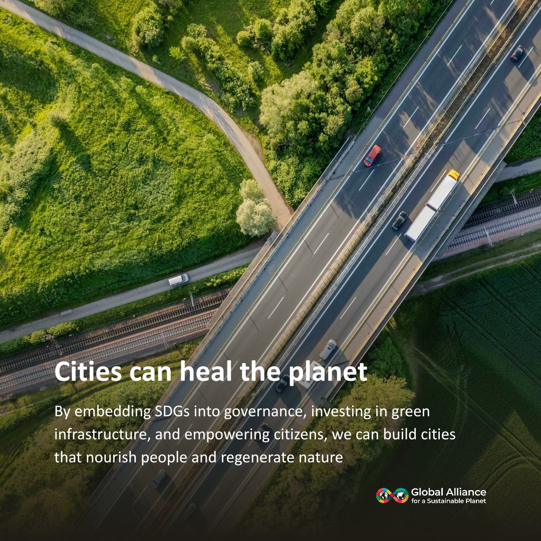 Cities can heal the planet.
By embedding #SDGs into governance, investing in green infrastructure, and empowering citizens, we can build cities that nourish people &amp; regenerate nature.
#WorldCitiesDay #PeopleCentredSmartCities #UrbanTransformation #ClimateJustice