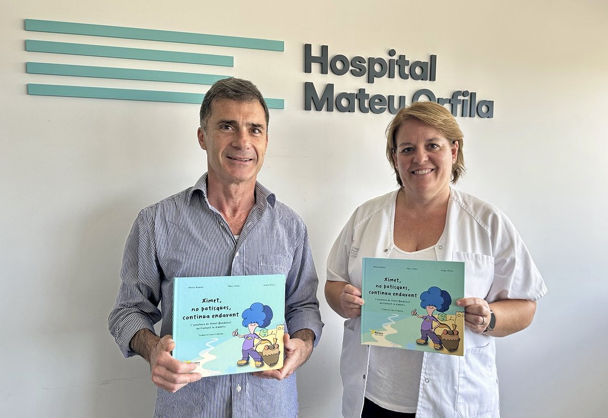 👏🏻 📚Molt agraïts a Sergi Olives per la donació a l’Hospital Mateu Orfila d’exemplars del seu conte sobre la història de Ximet, un recurs per a infants amb diabetis i les seves famílies.