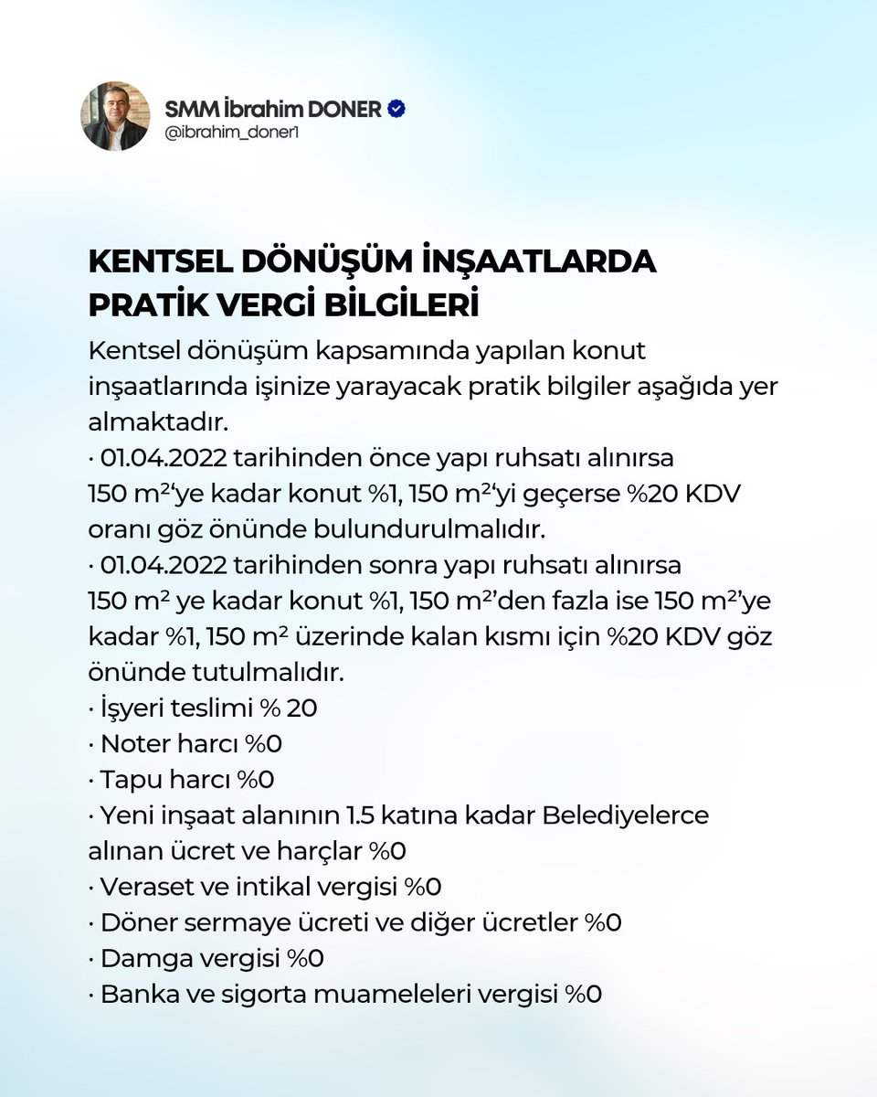 ibrahim_doner1's tweet photo. Kentsel dönüşüm inşaatlarda pratik vergi bilgileri https://t.co/hKgHmhLfoK