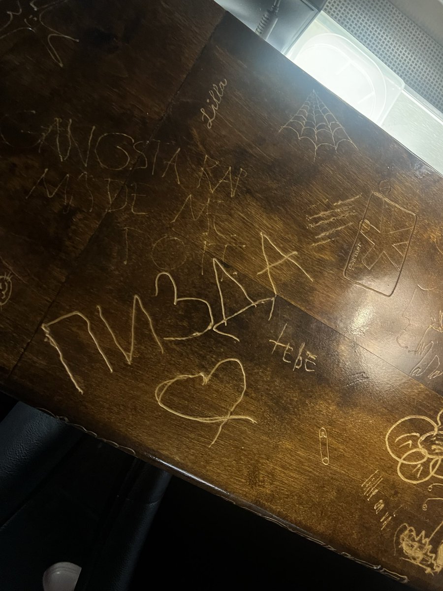 AlarPollu's tweet photo. @R_Liisi Selle Glämmiga ei kuidagi kokku need kohati labased nilbused, mis seal laudadele ja baariletile graveeritud on https://t.co/Fu0BxgkH92