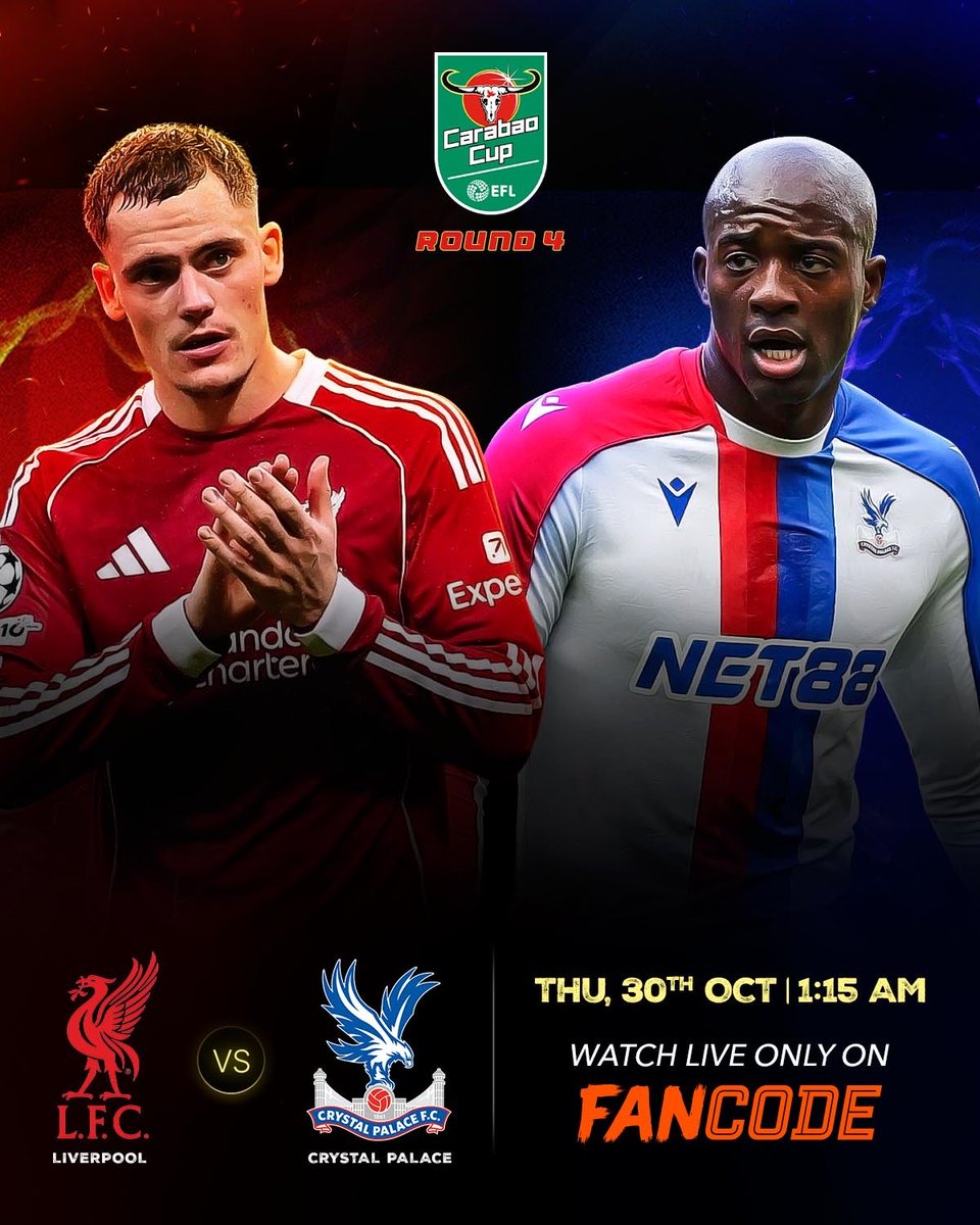 LFCGoa's tweet image. Can the Reds get back to winning ways against Crystal Palace in the 4th Round of the Carabao Cup — live only on @fancode.

Stream every Liverpool Carabao Cup match with the Liverpool Pass — just ₹79!

#CarabaoCup #CarabaoCupOnFanCode #Liverpool