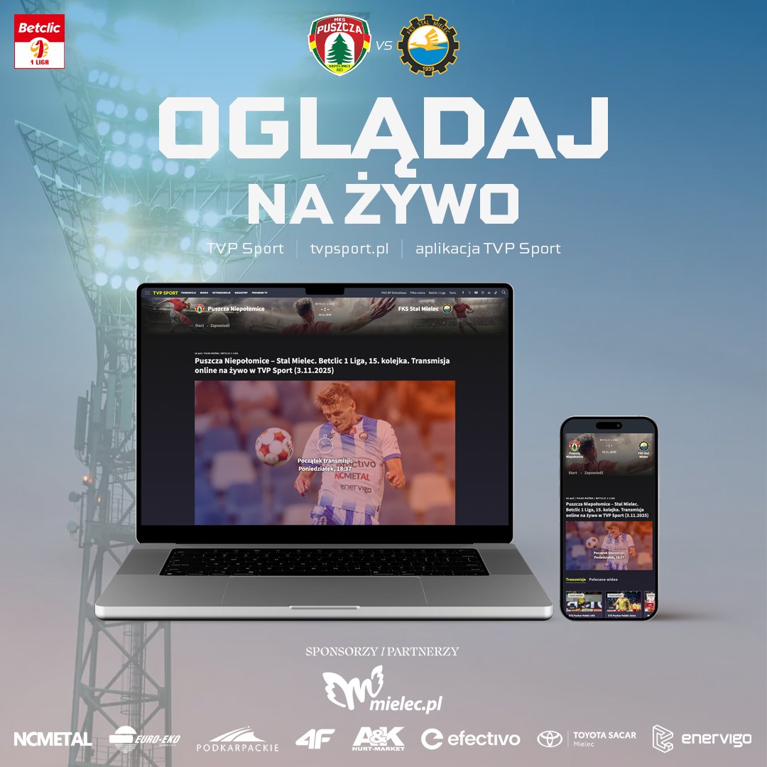 Dzisiejszy mecz z Puszczą Niepołomice możecie obejrzeć na stronie sport.tvp.pl oraz w aplikacji TVP Sport.

📺👉 tiny.pl/dw85rgkr

#PUNSTM