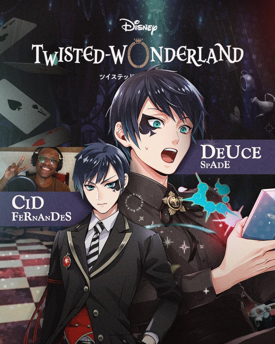 CidNandes's tweet photo. Você tá pronto para as aulas de magia? 🧙🏻‍♂️✨

Twisted Wonderland já está entre nós e nele sou a voz do Deuce. Novos episódios toda quarta no @DisneyPlusBR ♠️✨🎙️

Direção de dublagem: Sérgio Cantú 🎬

Arte: @isahyun 🎨✨🖌️

#twistedwonderland https://t.co/DNhRx3bZnr