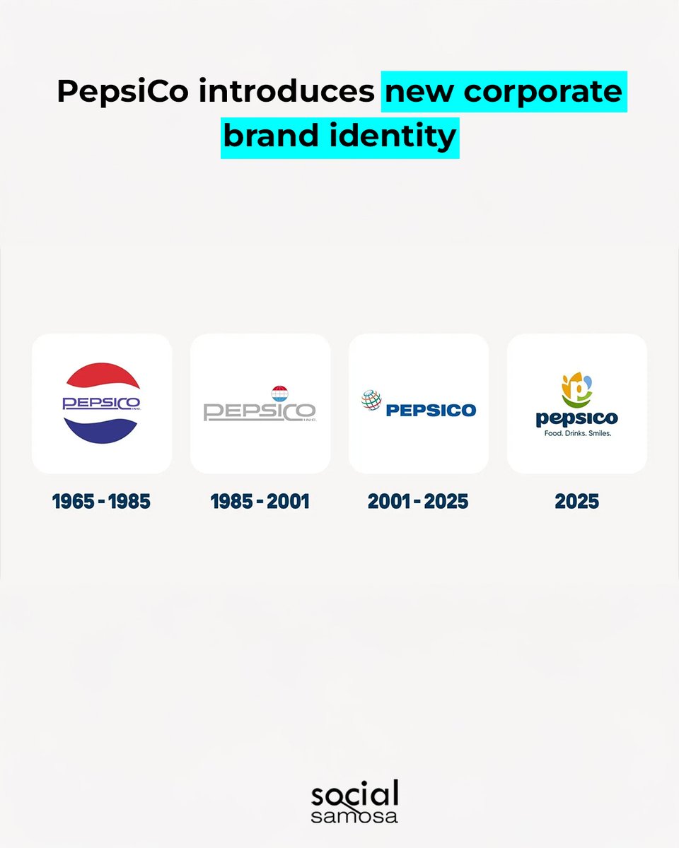 PepsiCo has unveiled a new corporate brand identity — its first major  redesign in nearly 25 years. The refreshed look aims to reflect the  company's energy, optimism, and global ambition, featuring a, image size:960x1200