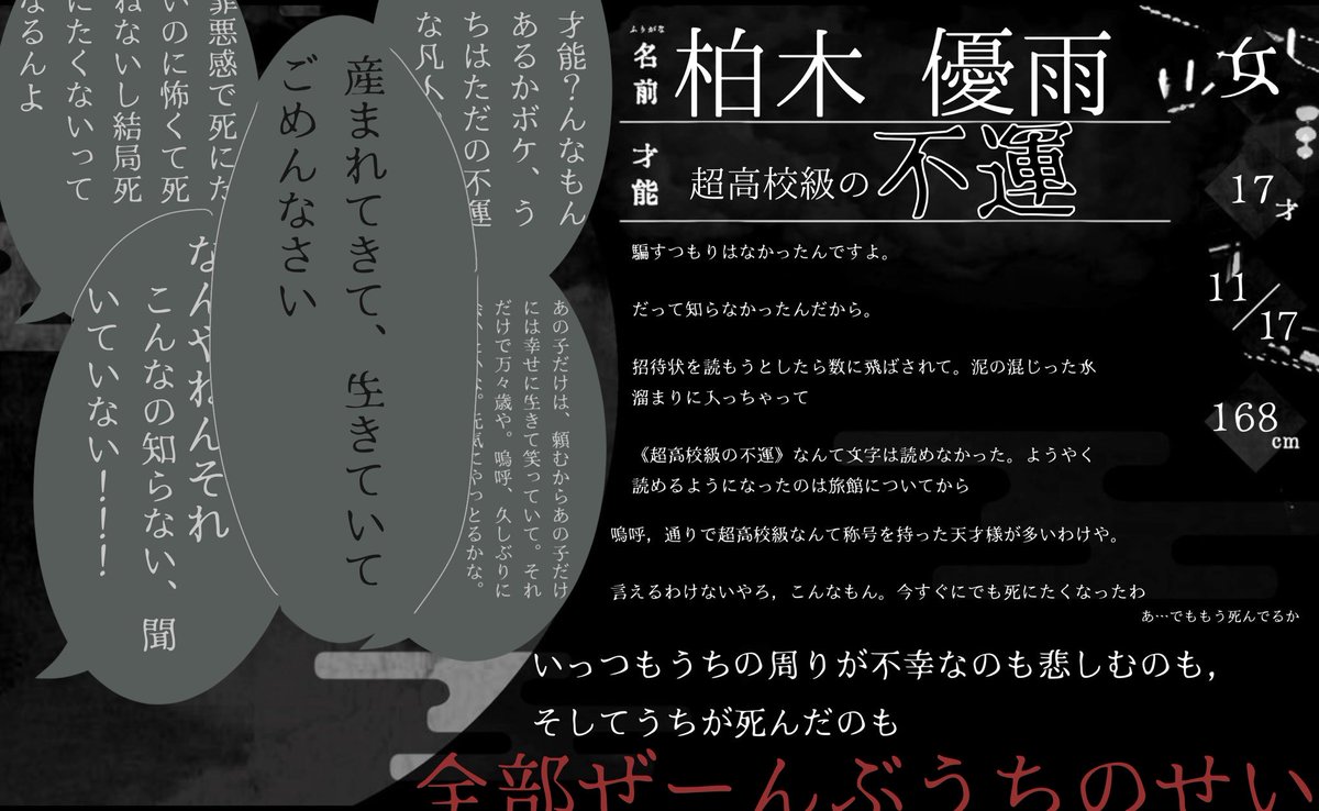 IDEYU_RONPA's tweet photo. 超高校級の不運
─  柏木 優雨  ─

 #いでろん_湯に入らざれ https://t.co/etSNGP1F0s