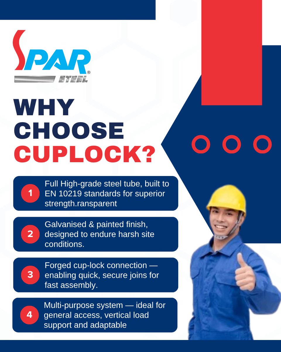 SteelSpar's tweet image. The future of scaffolding is here 🔵⚙️
Meet SPAR Cuplock System — where speed, strength &amp;amp; versatility come together to elevate every construction challenge! 🏗️✨
🌐 sparsteel.com
#SparSteel #cuplockSystem #ModularScaffolding #ScaffoldingUAE #scaffoldingcuplock