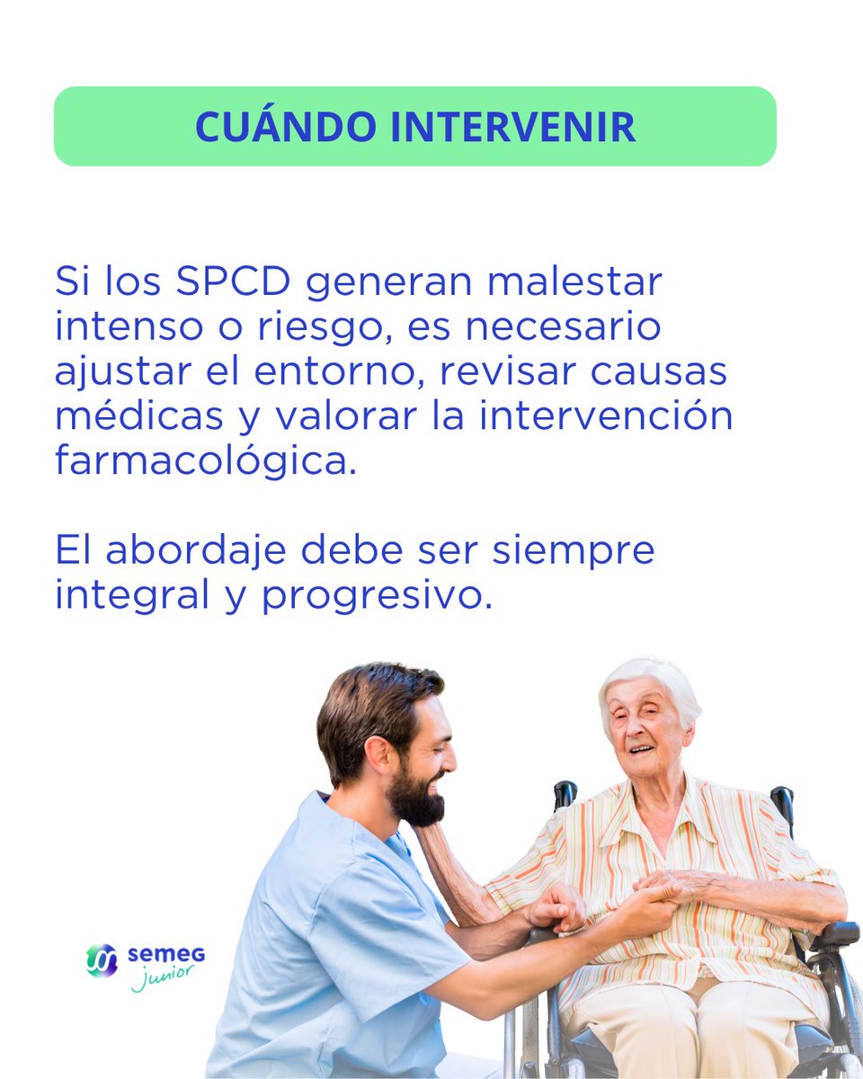semeg_es's tweet photo. ¿Cuándo intervenir?
Si los #SPCD causan malestar intenso o riesgo, revisar causas médicas y entorno antes de valorar fármacos. El abordaje debe ser integral y progresivo.
#Demencia #SEMEG #Geriatría #TemaDelMes https://t.co/oHjJpFWIxa