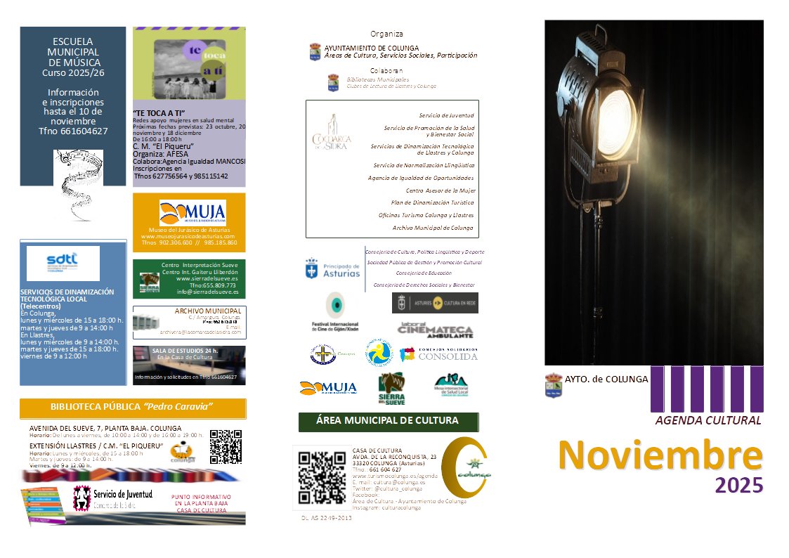 Programación general para NOVIEMBRE...
#culturacolunga