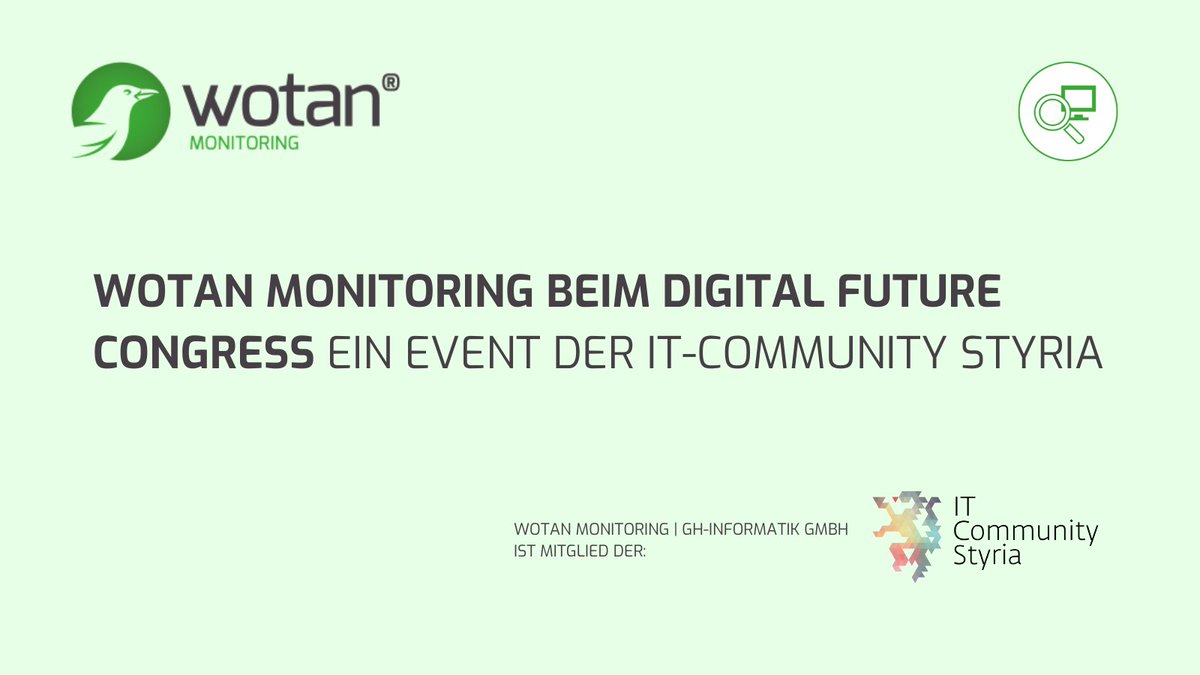WotanMonitoring's tweet image. Treffe uns beim Digital Future Congress 2025 der IT-Community Styria!

Erlebe Innovation live, vernetze Dich mit IT-Expert:innen und entdecke, wie WOTAN Monitoring IT-Resilienz neu definiert.

📅 13. November 2025, SSI Friesach bei Graz
➡️ Anmeldung: shorturl.at/dZ5a2TW…