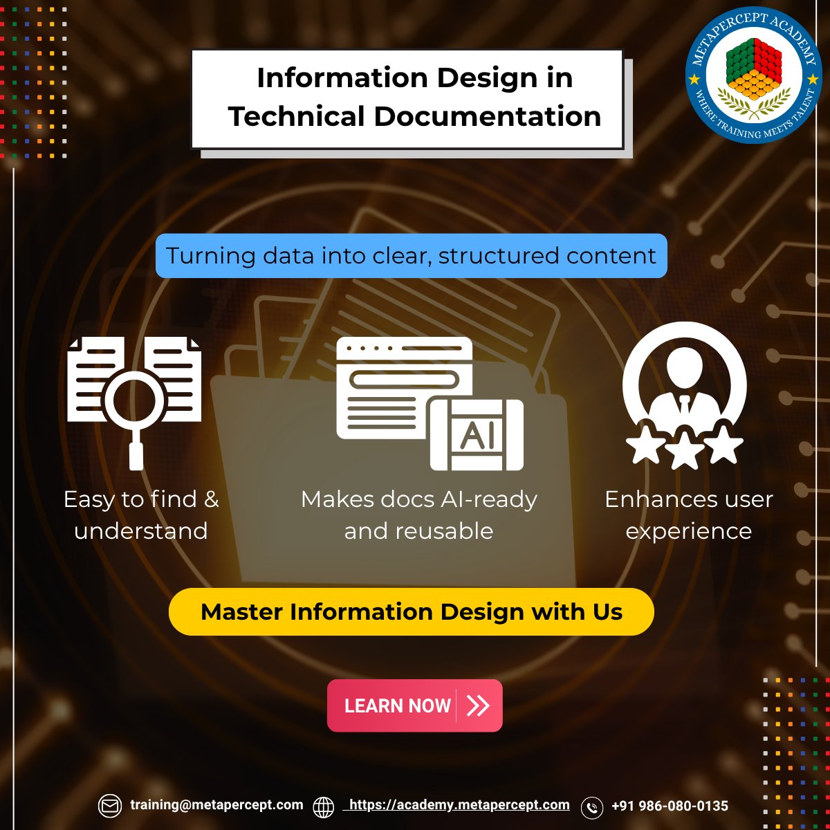 WritingAdvanced's tweet image. 🧠 Great docs aren’t written, they’re designed.
Learn to turn complex info into clear, structured, and AI-ready content.
📚 Master Information Design with Metapercept Academy.
🔗 training.metapercept.com
#InformationDesign #TechnicalWriting #ContentDesign
