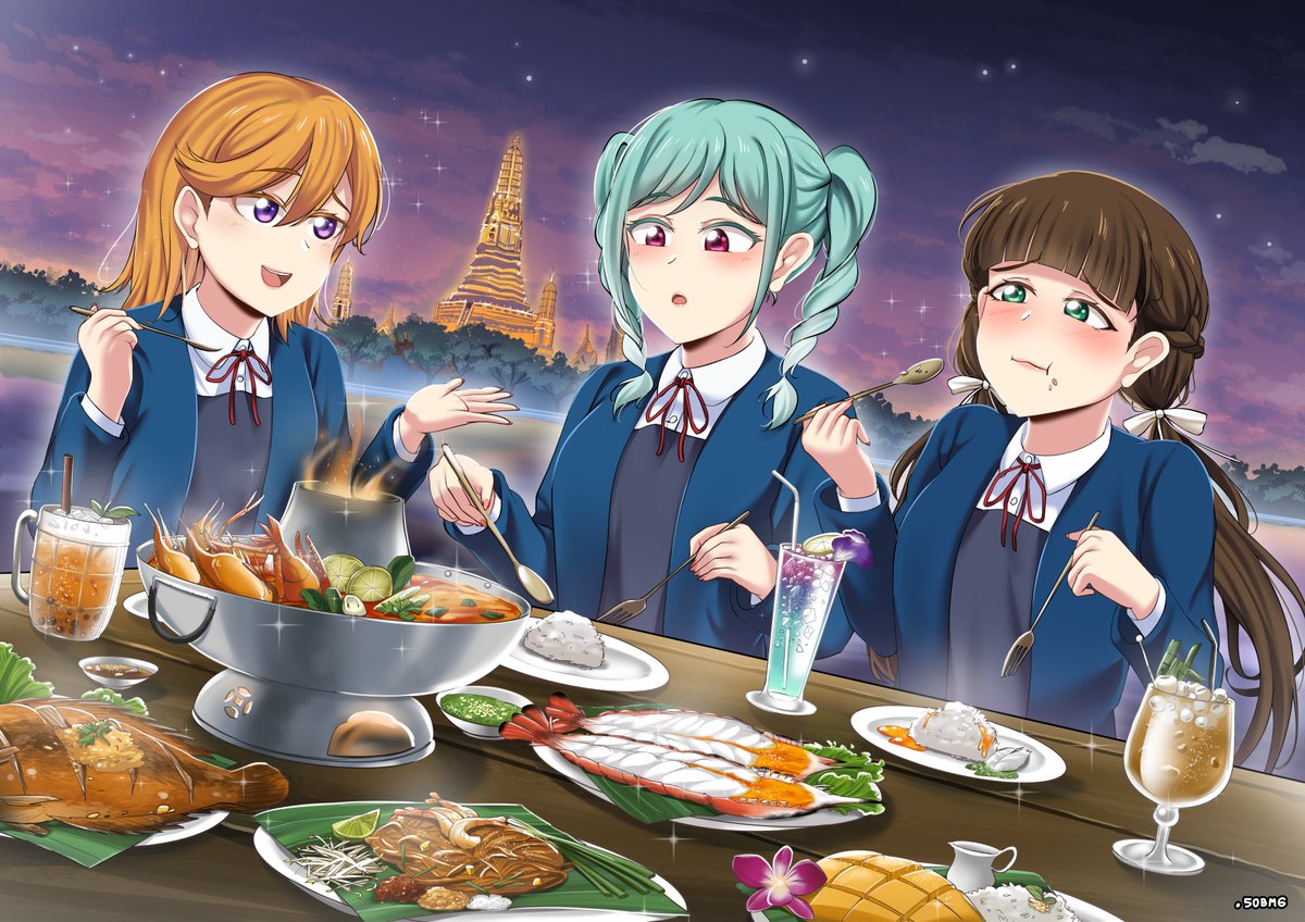 3人とワット・アルン🧡🩵💛🙏🇹🇭