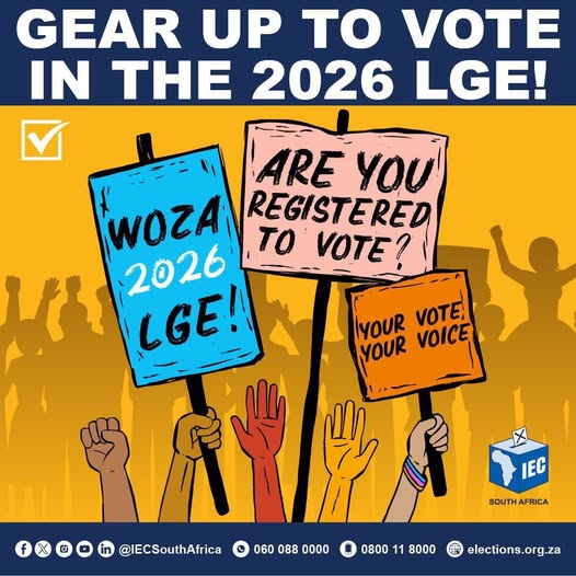 GCISFreeState's tweet image. Are You Ready to Make Your   Mark in the 2026 Local Government Elections? Join the increasing number of   South Africans shaping our democracy and strengthening communities.
Register as a voter online: zurl.co/IDrDP
#GovZAUpdates #IEC @fsgov @GCIS_IRC @GovernmentZA