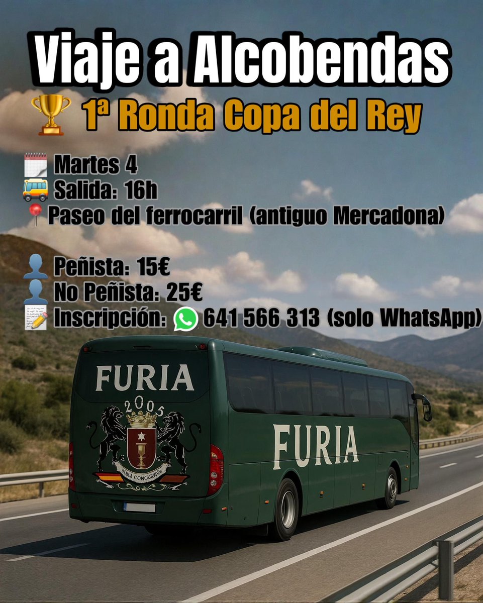 Abrimos plazas al bus de la peña, para acompañar al equipo en Alcobendas, en su partido de la 1ª ronda de la Copa del Rey.