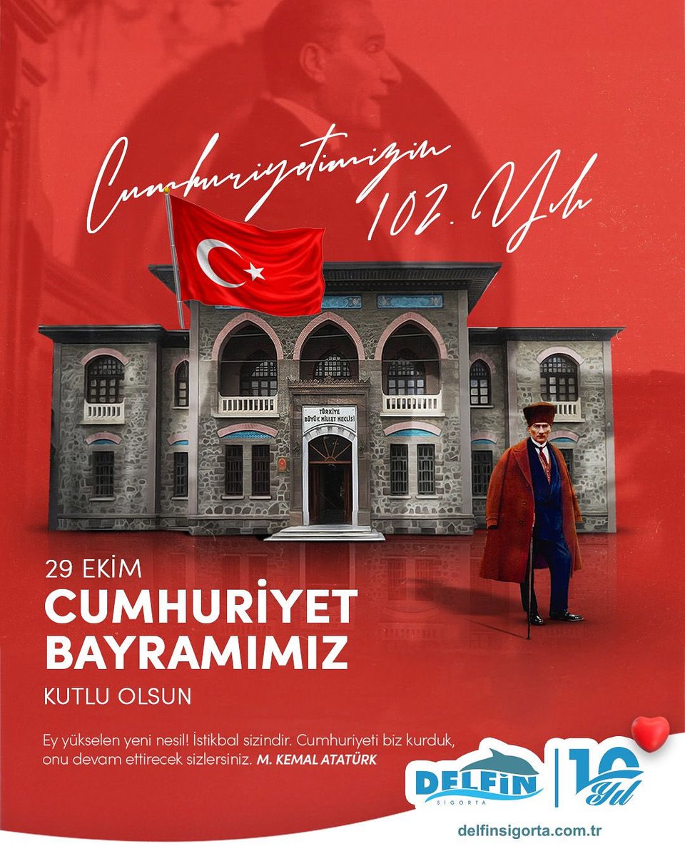 Cumhuriyet sadece bir yönetim şekli değil; umudun, özgürlüğün, eşitliğin, adaletin ve iradenin en net sesidir. 102 yıl öncesinin vaçgeçmeyişi, azmi, direnişidir. Atamızın en büyük emanetidir. Gurur ve saygıdır. 

🇹🇷 29 Ekim Cumhuriyet Bayramımız kutlu olsun! 🇹🇷