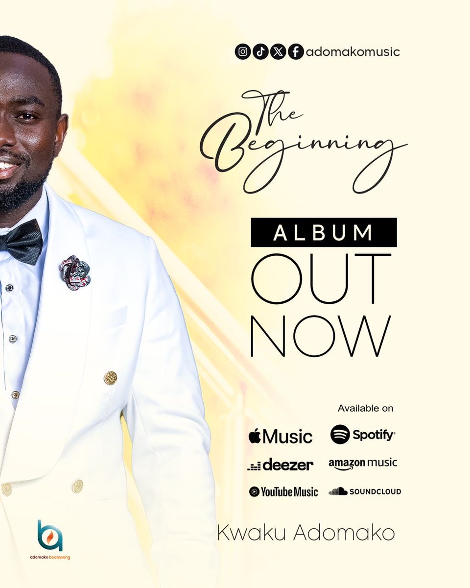 AdomakoMusic's tweet photo. https://t.co/bxebvpV56f

Good Morning Family ❤️. The Album is Live Everywhere. Do hit the link and please remember to not only Stream and listen but Share to Everyone.
This will bless you 🙏🏾🔥 https://t.co/Tk0IxMgV5p