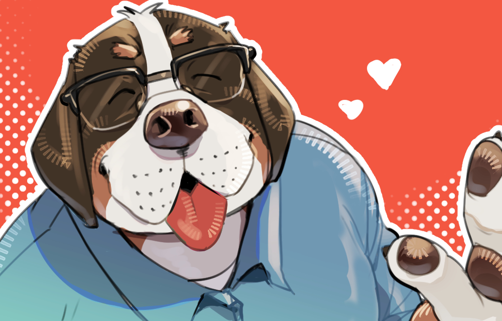 FANBOXの準備のために描いたおじさんが可愛く描けたので🐶