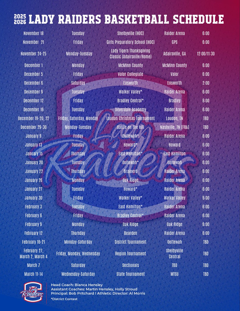 CHS_LadyRaiders's tweet photo. 🗣️ 2️⃣0️⃣ days till tip off!

Schedule Drop👇 https://t.co/9XosdvV9Rd