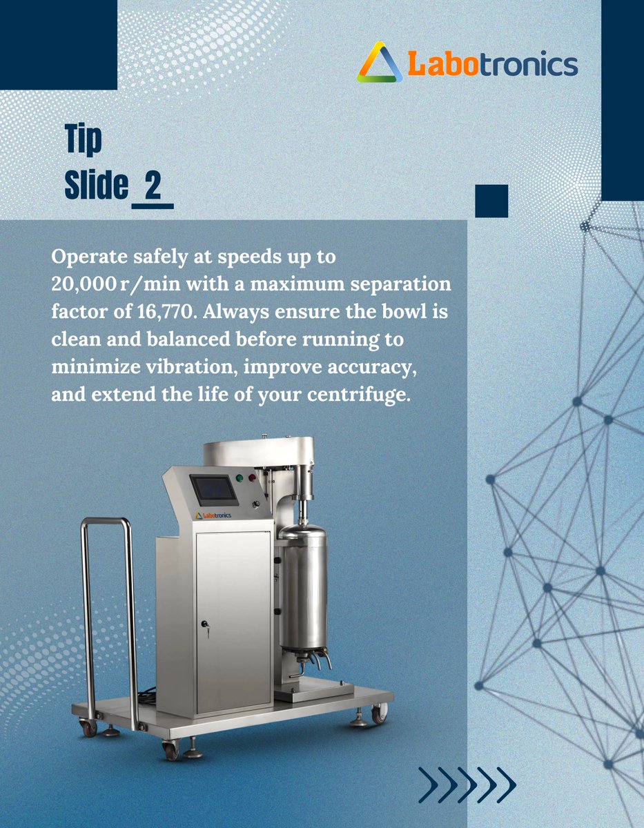 Labotronics's tweet image. Labotronics Tubular Centrifuge LB-100TC  built for precision separation.
Achieve efficient liquid solid separation with high speed performance and consistent accuracy.

info@labotronics.com
labotronics.com/tubular-centri…

#labotronics #labequipment #separationtechnology  #industriallab