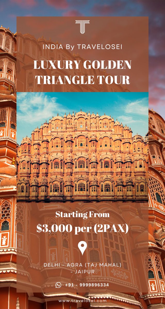 Adam_Piot's tweet photo. Experience India like never before in pure luxury. TRAVELOSEI brings you private guides, VIP entry, &amp; world-class comfort across India’s most iconic destinations

Call: +1 (813) 344-8306
Book Now: https://t.co/paAMgfUhCb

#LuxuryIndia #Travelosei #TajMahalTour #GoldenTriangletour https://t.co/z8xsQT6aE7