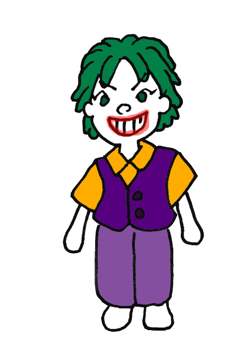 最近知り合った手芸作家さまにジョーカーの縫いぐるみ(あみぐるみ)のオーダーをしてみました。
届くのが楽しみすぎる✨
ありがとうわがままオーダー聞いてくださって！

ちなみにこれが注文した時のラフイメージです(笑)↓