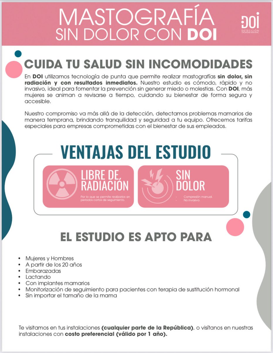 cortes_llamas's tweet photo. Amigos les quiero compartir que  DOI esta ofreciendo campañas a través de esta opción de Mastografia y ultrasonido. Los diagnósticos tienen costos accesibles y se acompaña al paciente y familia. Detección temprana es vida. Hablemos bien de México 🇲🇽 https://t.co/YA3ck1oLc2