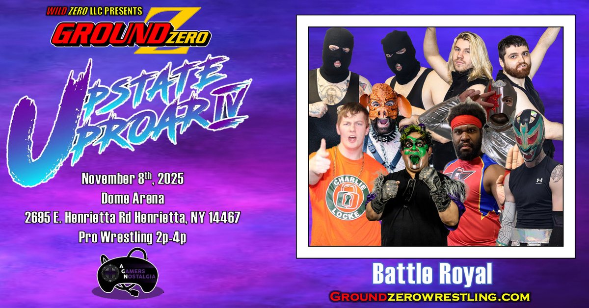 🚨MATCH ANNOUNCEMENT🚨 

The Upstate Uproar Battle Royal returns at this years event!

📍 Dome Arena - Henrietta, NY
📅 November 8th
🤼 2p-4p

#GroundZero #RespectTheCraft #Wrestling #UpstateUproarIV