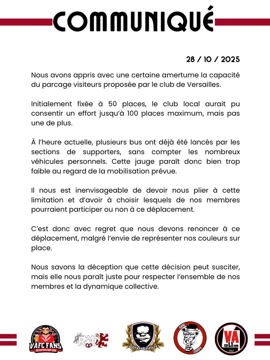 UltrasRoisters's tweet photo. Communiqué https://t.co/ZcpCyfrXK6
