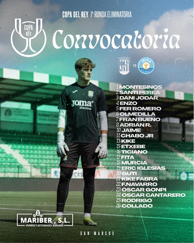 CONVOCATORIA | COPA DEL REY 📢⚽️

**1° RONDA ELIMINATORIA**
🕛 21:00h
🏟 San Marcos
🆚️ <a href="/ibizaud/">UD Ibiza 🩵</a>
➡️ UD Ibiza

💚 ¡VAMOS QUINTANAR! 💚

#vamosquintanar #quintanardelrey #quintanarAle <a href="/rfef/">RFEF</a> #lacopamola