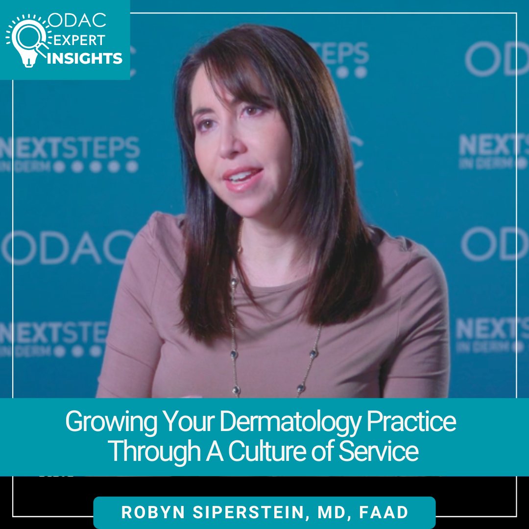A service-oriented culture can help grow a dermatology practice, says ODAC faculty Dr. Robyn Siperstein. Learn her signature moves by watching this <a href="/nextsteps_derm/">Next Steps in Derm</a> interview:

🔗ow.ly/f0Mf50XjpQt

#DermPracticeManagement #PatientCenteredCare #DermBusinessGrowth