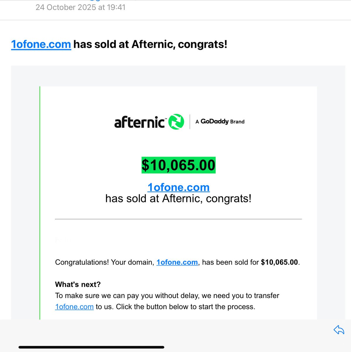 ISD_Domains's tweet photo. Sold https://t.co/0TBidS9HUN via LTO @afternic, buyer defaulted on the 2nd month. 
The next day same buyer contacted @afternic offering to pay the remaining amount and it sold for $10,065.

Also sold last week https://t.co/4wAJ8xziqX for BIN $988, was just about to be dropped. https://t.co/LoYeBmiwAx