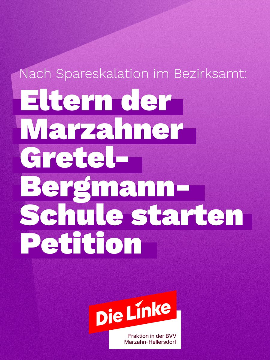 Schulstation der Gretel-Bergmann-Schule retten - Eltern starten Petition
linksfraktion-marzahn-hellersdorf.de/aktuelles/aktu…
#mahe #bvvmahe